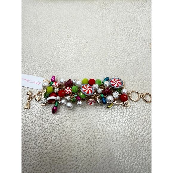 NWT BETSEY JOHNSON HOLIDAY CANDY STATEMENT BRACELET GOLD TONE MULTI $168 - Picture 5 of 6